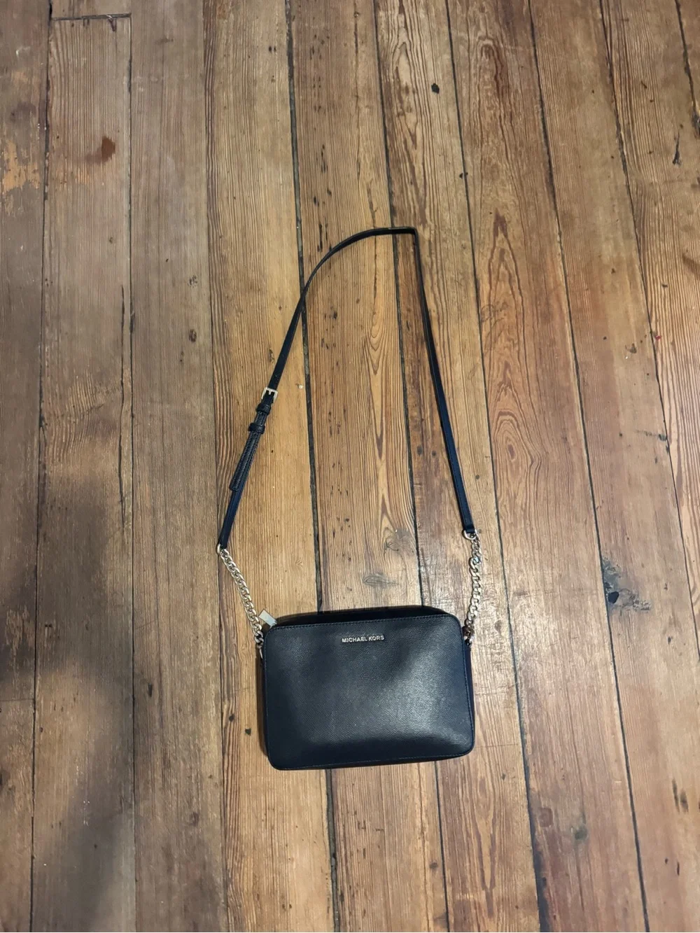 Michael Kors Black Leather Chain-Strap Crossbody Bag